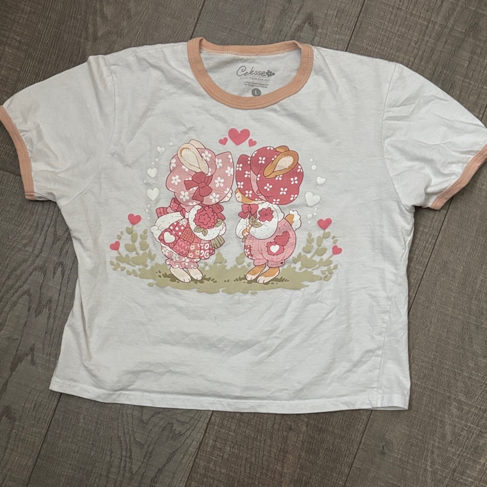 Cute Bunny Shirt - White and Pink